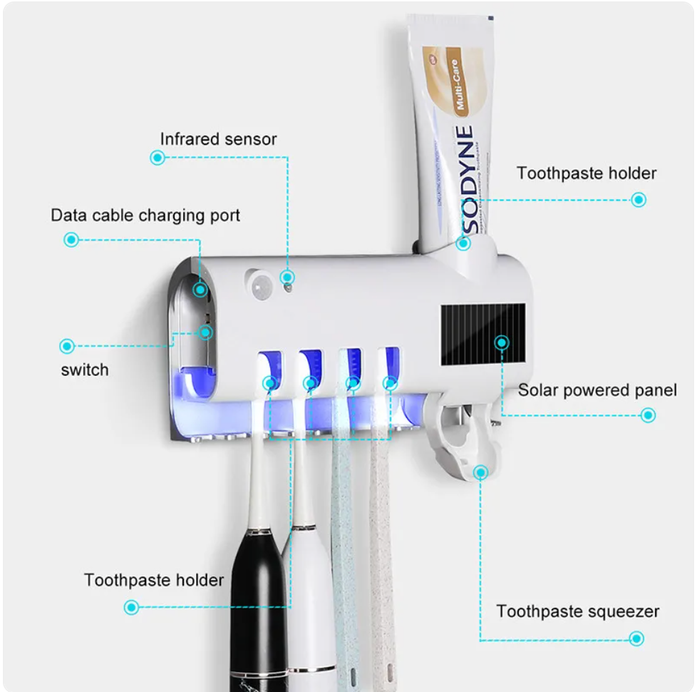 Soporte de cepillos dentales con dispensador automatico