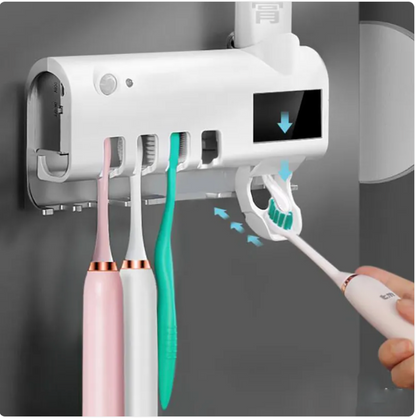 Soporte de cepillos dentales con dispensador automatico